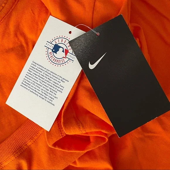 NIKE MLB DETROIT TIGERS BASEBALL ATHLETIC T-SHIRT ORANGE BLUE MEDIUM - Picture 4 of 7